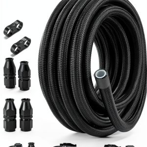 PTFE Fuel Hose EVIL ENERGY 4AN Black Nylon Braided 20ft High Pressure-0