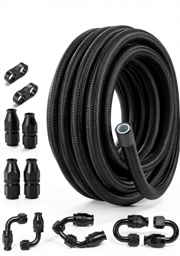 PTFE Fuel Hose EVIL ENERGY 4AN Black Nylon Braided 20ft High Pressure-0