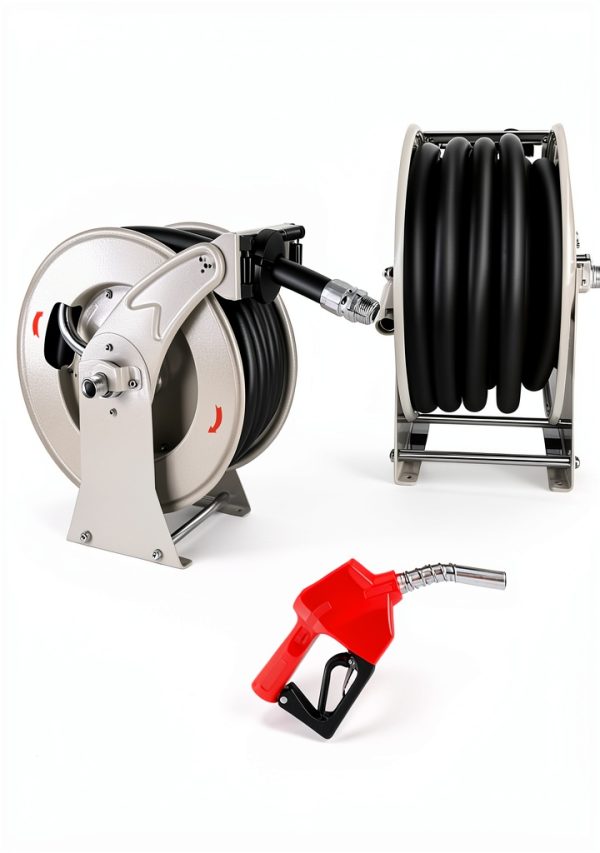 Fuel Hose Reel FADHOLE FHREEL Gray 1" x 33ft Automatic Retractable-6